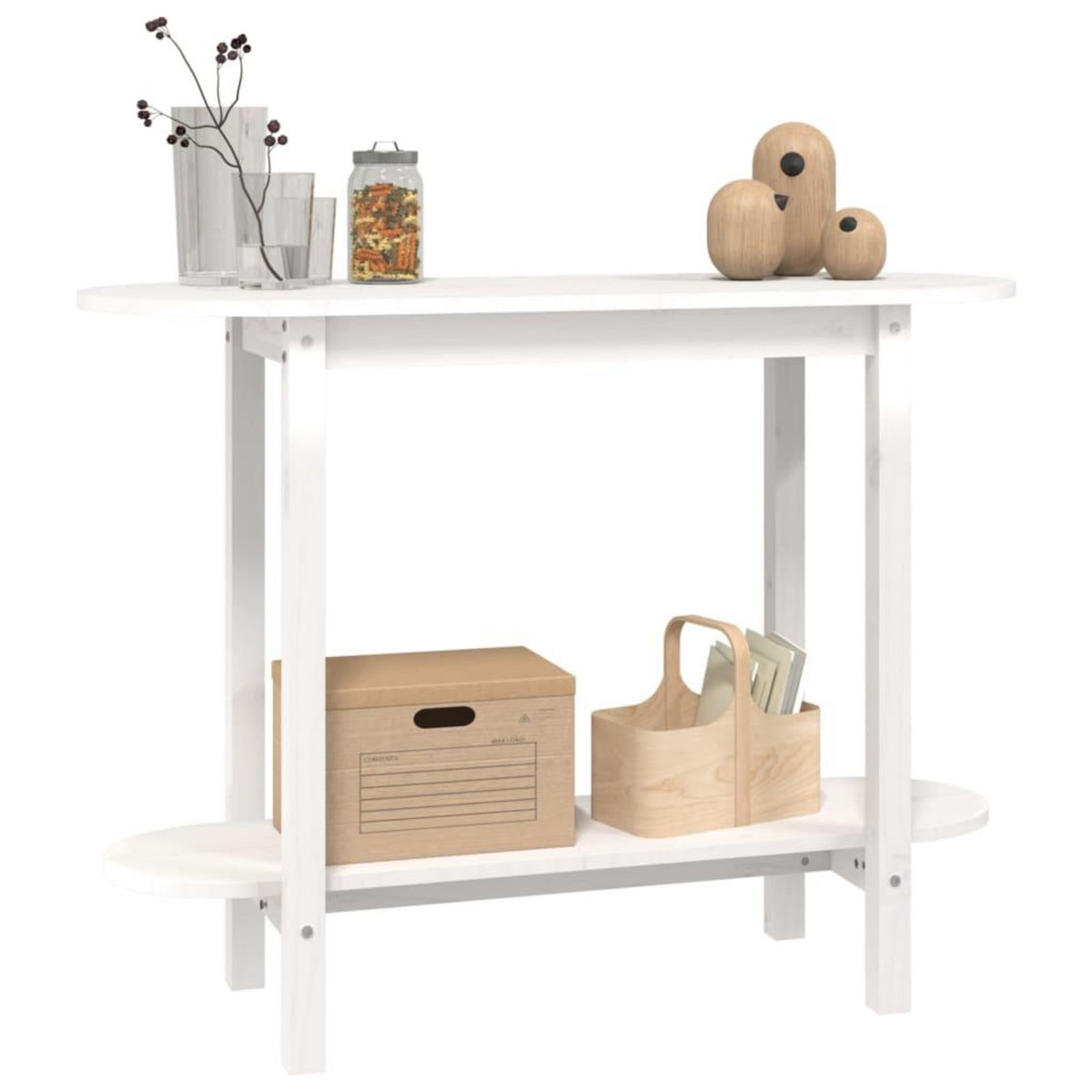 VIDAXL Table console Blanc 110x40x80 cm Bois massif de pin