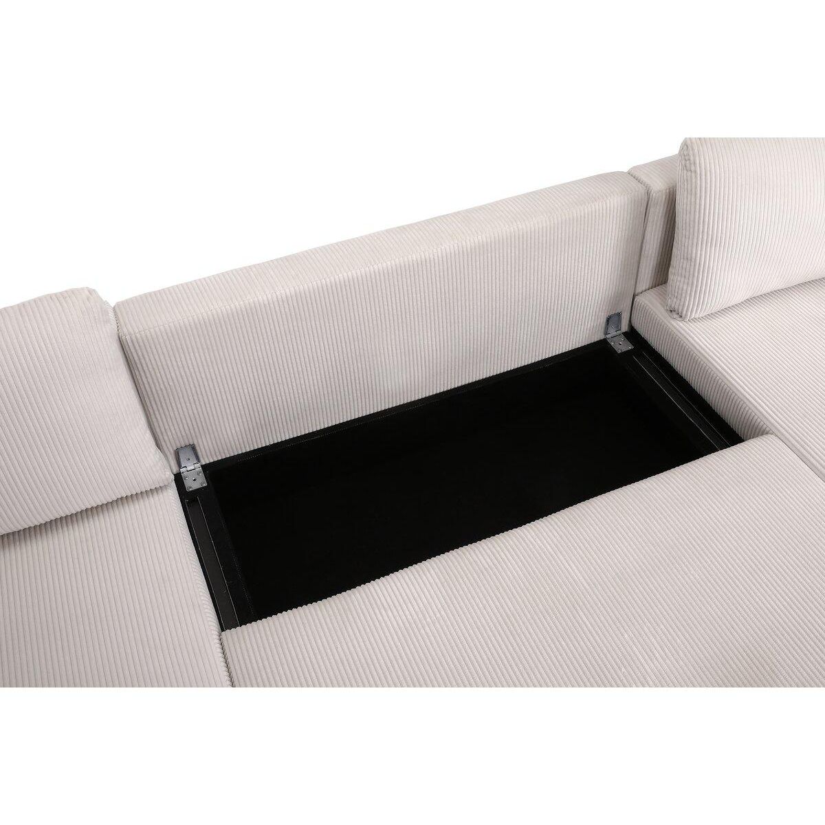 Habitat et Jardin Canapé d'angle panoramique en velours côtelé  Vaugirard II  - 5 places - Beige