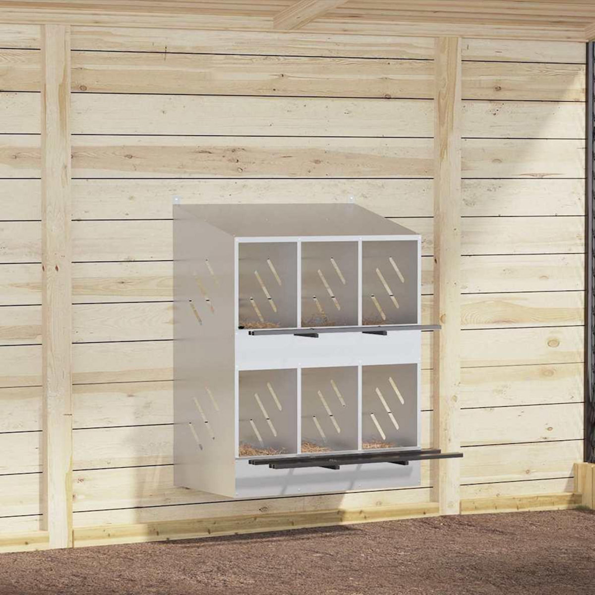 VIDAXL Nichoir de poules avec 6 compartiments metal argente galvanise