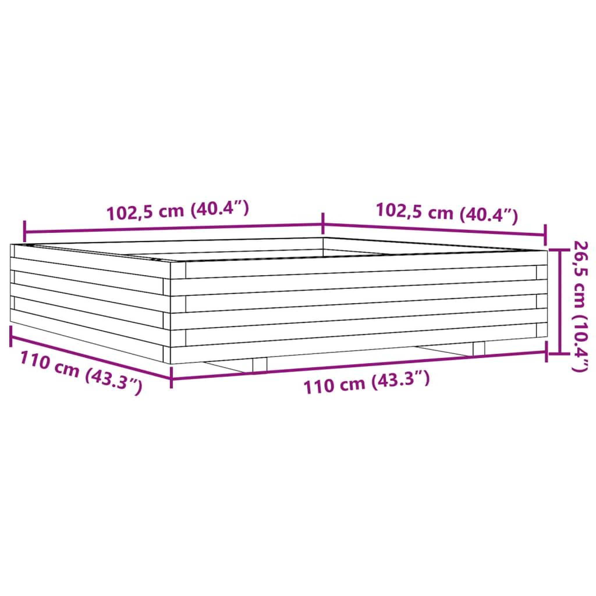 Voir la diapositive 6 : VIDAXL Jardiniere 110x110x26,5 cm bois de pin impregne