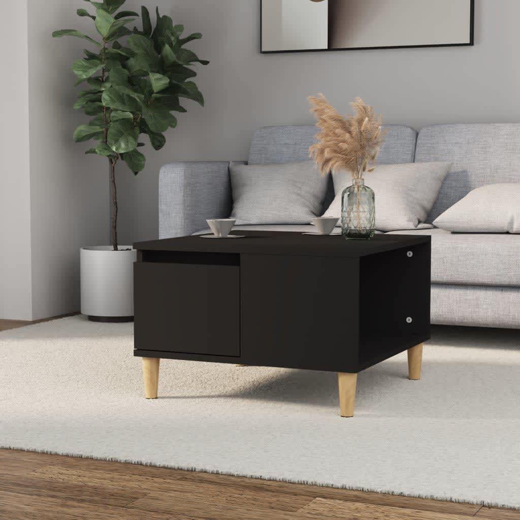 Voir la diapositive 1 : VIDAXL Table basse noir 55x55x36,5 cm bois d'ingenierie