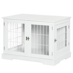 PAWHUT Cage pour chien animaux table d'appoint 2 en 1 - 2 portes verrouillables - dim. 76L x 54,5l x 56H cm - MDF acier blanc