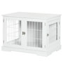 Voir la diapositive 1 : PAWHUT Cage pour chien animaux table d'appoint 2 en 1 - 2 portes verrouillables - dim. 76L x 54,5l x 56H cm - MDF acier blanc