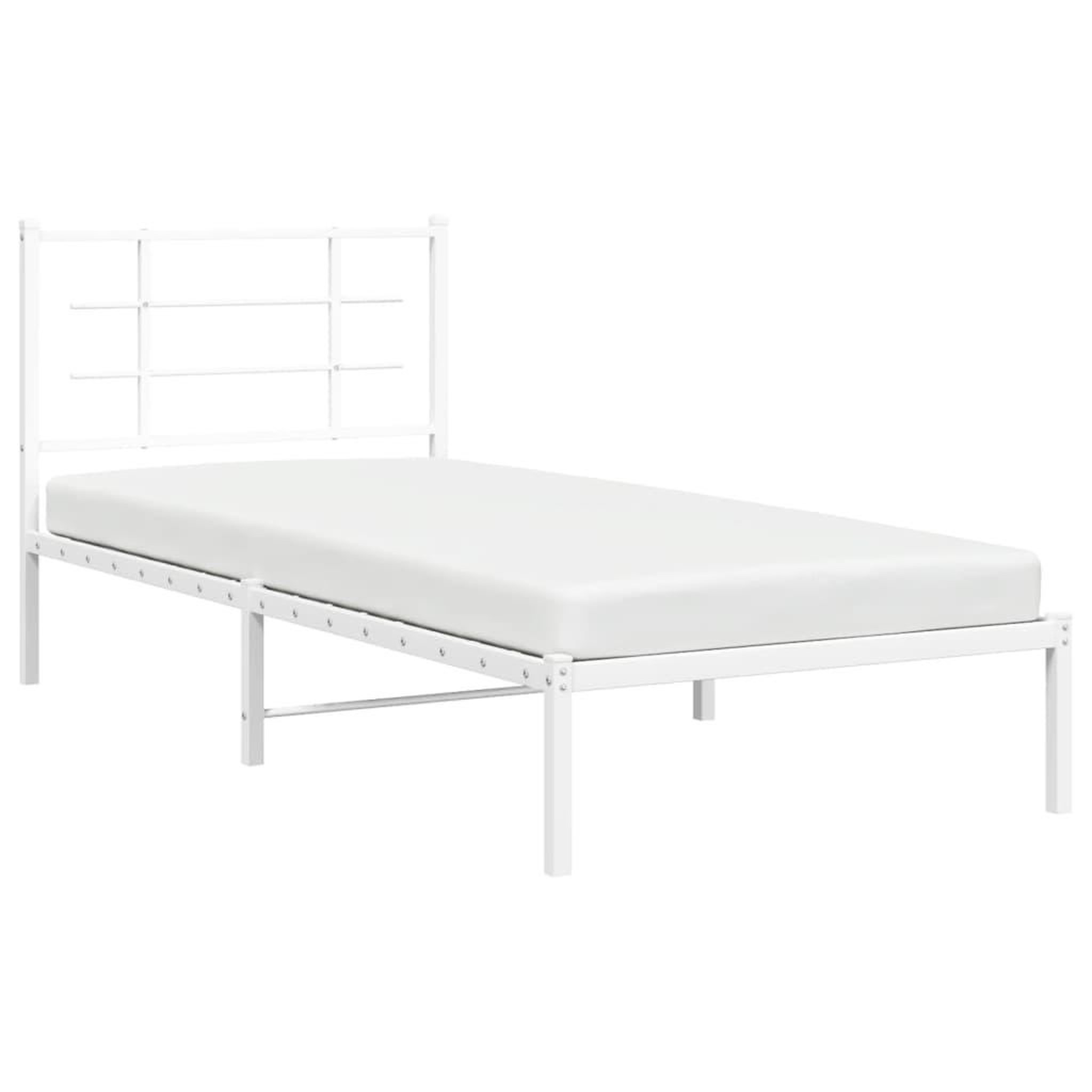 Voir la diapositive 4 : VIDAXL Cadre de lit metal sans matelas avec tete de lit blanc 90x200cm