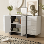 Voir la diapositive 4 : MERAX Buffet 3 porte(s) 4 tiroir(s) - 150 cm blanc+noir mdf