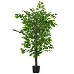 HOMCOM HOMCOM Arbre artificiel plante artificielle ficus H.1,35 m tronc branches liane lichen feuilles grand réalisme pot inclus