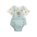 Petit Béguin Ensemble salopette bébé en gaze de coton et t-shirt Elio. Coloris disponibles : Bleu