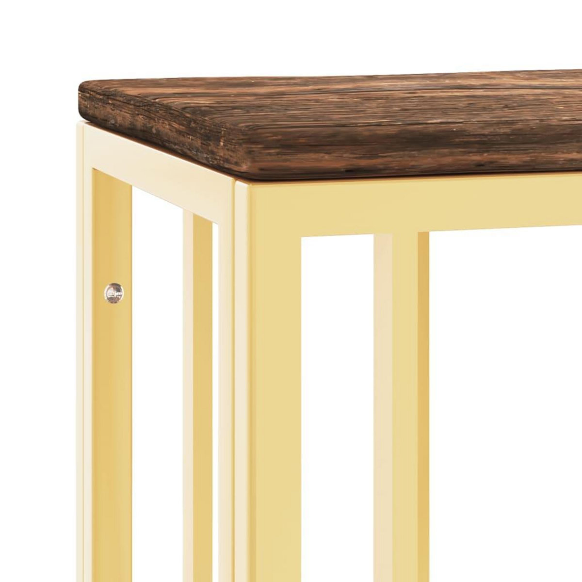 VIDAXL Table console dore acier inoxydable et bois massif recuperation