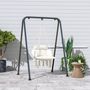 Voir la diapositive 4 : OUTSUNNY Chaise suspendue de jardin - grand coussin inclus - macramé coton polyester blanc cassé