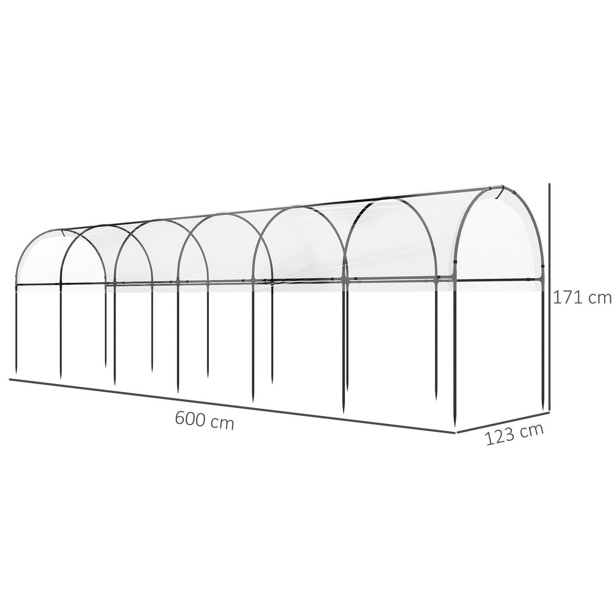 OUTSUNNY Serre de jardin serre à tomates dim. 6L x 1,23l x 1,71H m acier thermolaqué vert PE haute densité transparent