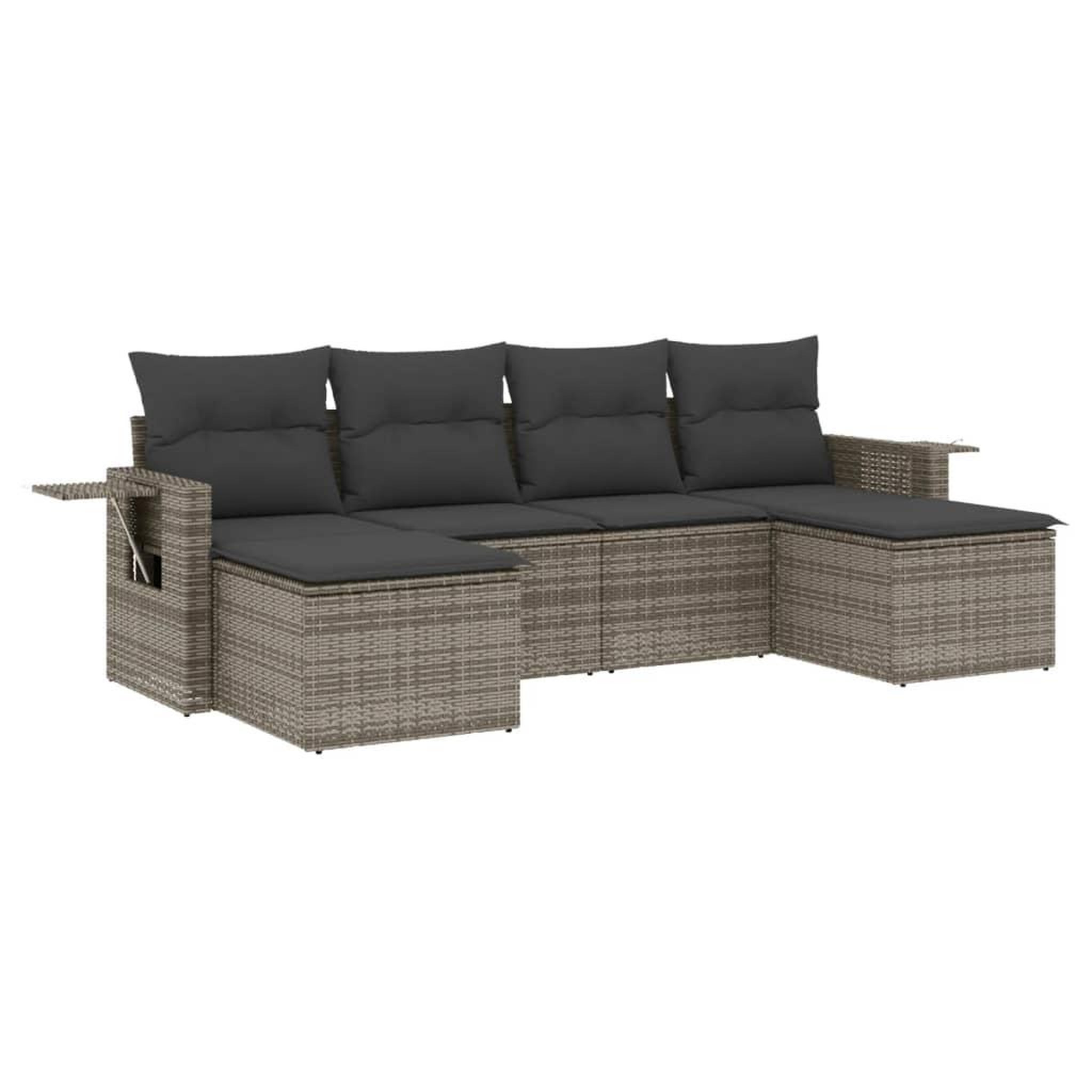 Voir la diapositive 2 : VIDAXL Salon de jardin 6 pcs avec coussins gris resine tressee