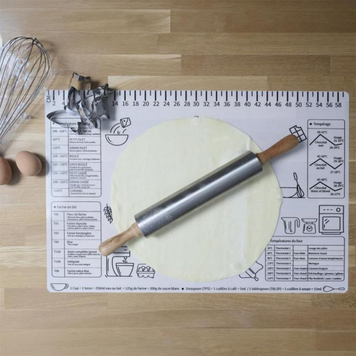 Paris Prix Tapis de Pâtisserie Gradué  Anti Adhésif  40x60cm Gris