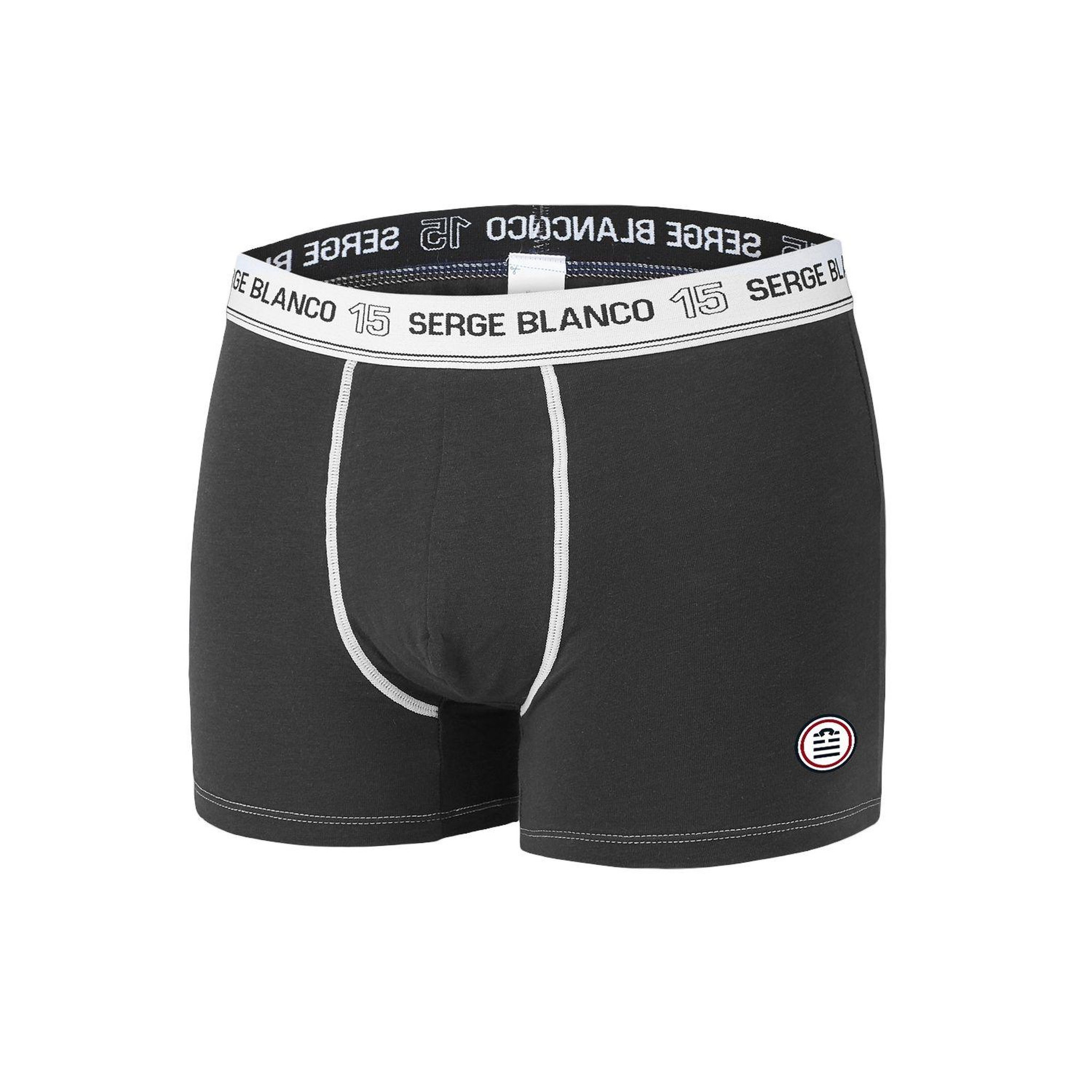 Voir la diapositive 6 : SERGE BLANCO Lot de 2 Boxers homme avec surpiqûres Class