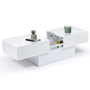 Voir la diapositive 1 : ID MARKET Table basse coulissante rectangulaire MARTA bois blanc