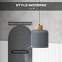 Voir la diapositive 4 : HOMCOM Lustre suspension design scandinave hauteur ajustable Ø 28,5 cm douille E27 gris aspect bois