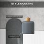 Voir la diapositive 4 : HOMCOM Lustre suspension design scandinave hauteur ajustable Ø 28,5 cm douille E27 gris aspect bois