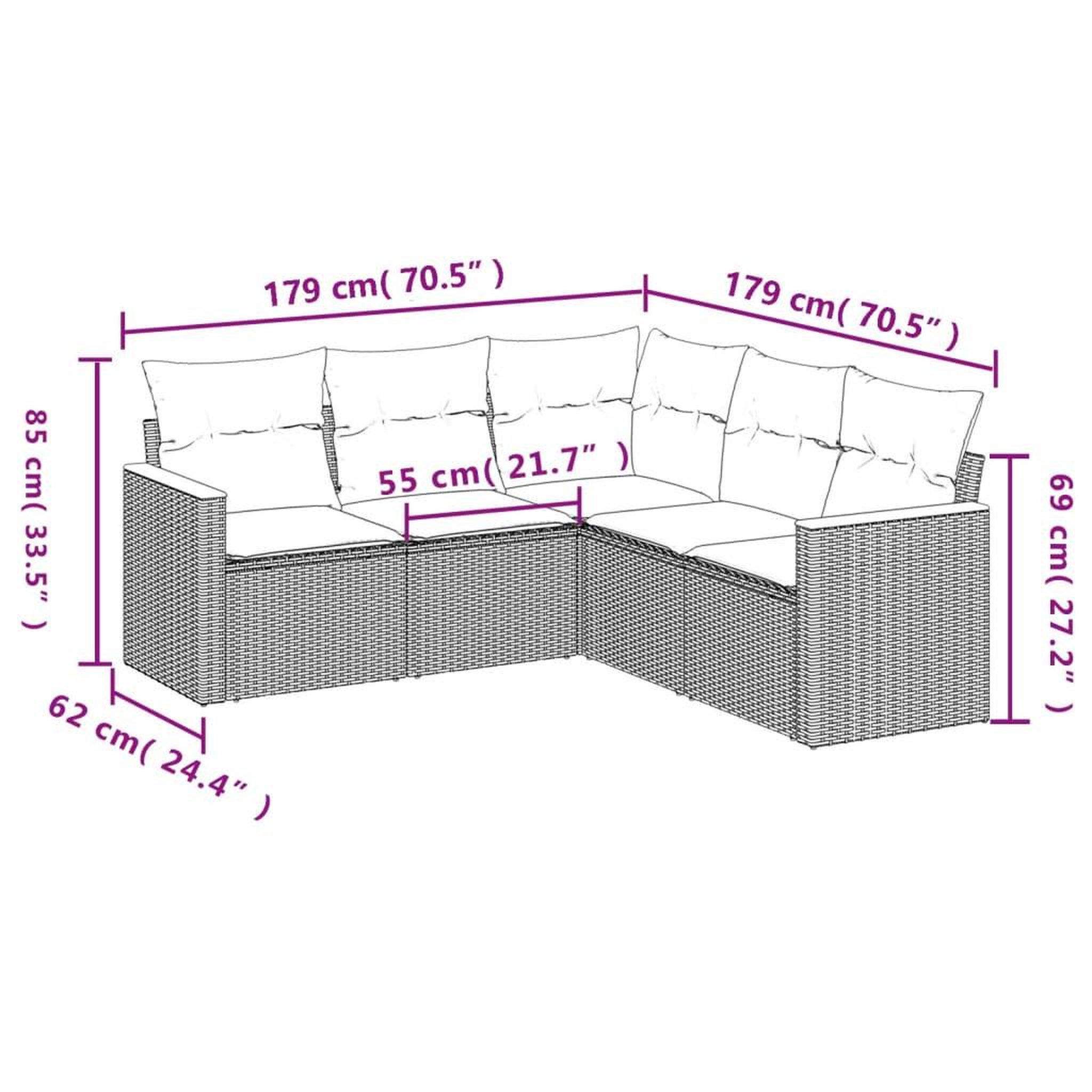 Voir la diapositive 6 : VIDAXL Salon de jardin 5 pcs avec coussins noir resine tressee