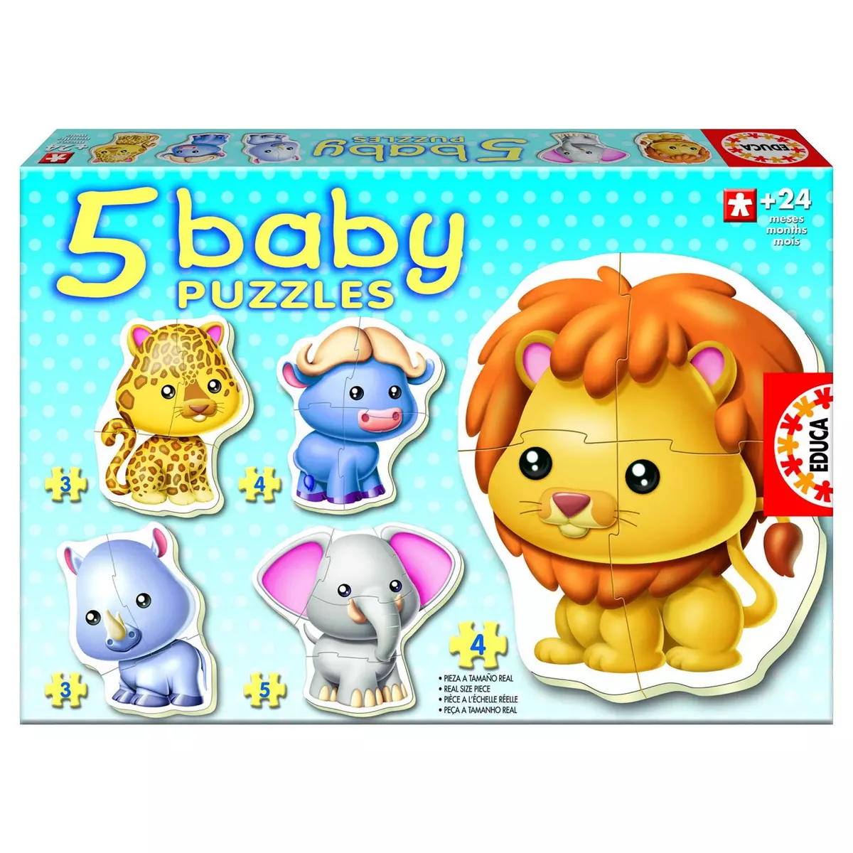 EDUCA Baby puzzle - 5 puzzles - Les animaux sauvages