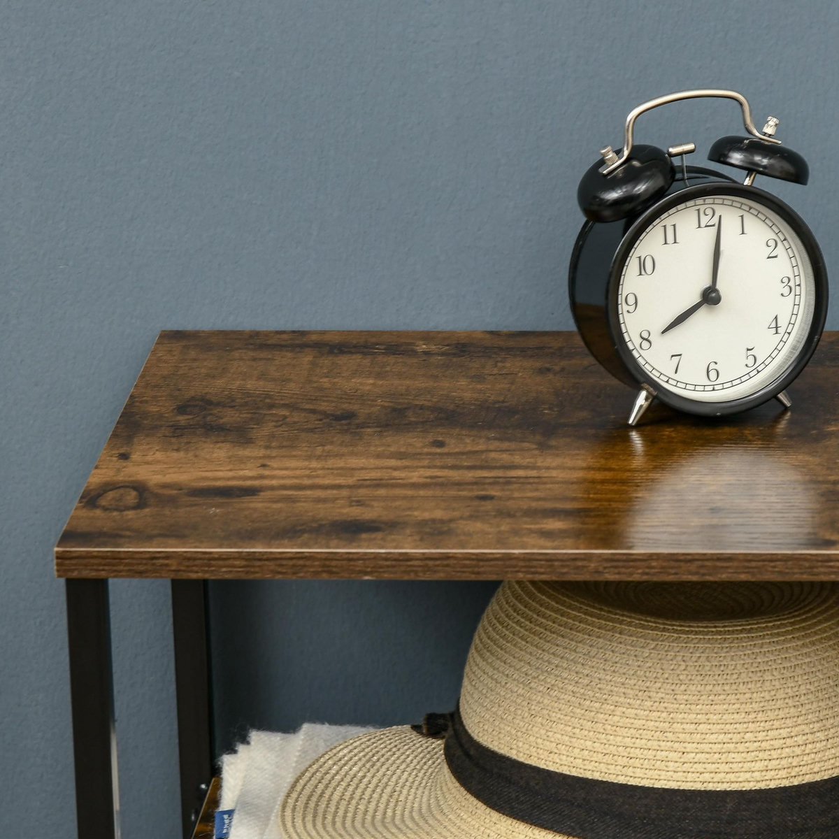 HOMCOM Buffet design industriel - 4 tiroirs, 2 niches, plateau - châssis acier noir MDF aspect bois avec veinage