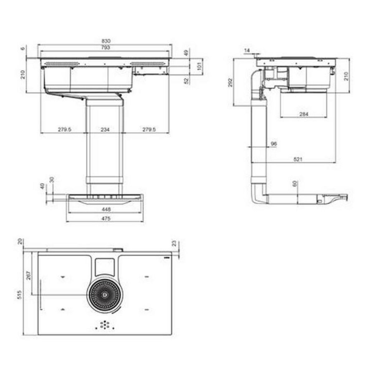 ELICA Table de cuisson aspirante induction 83cm 4 feux 7400w noir - prf0120976