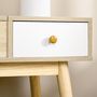 Voir la diapositive 6 : HOMCOM Coiffeuse avec tabouret style scandinave - 2 tiroirs, compartiment porte miroir -  panneaux aspect chêne clair blanc
