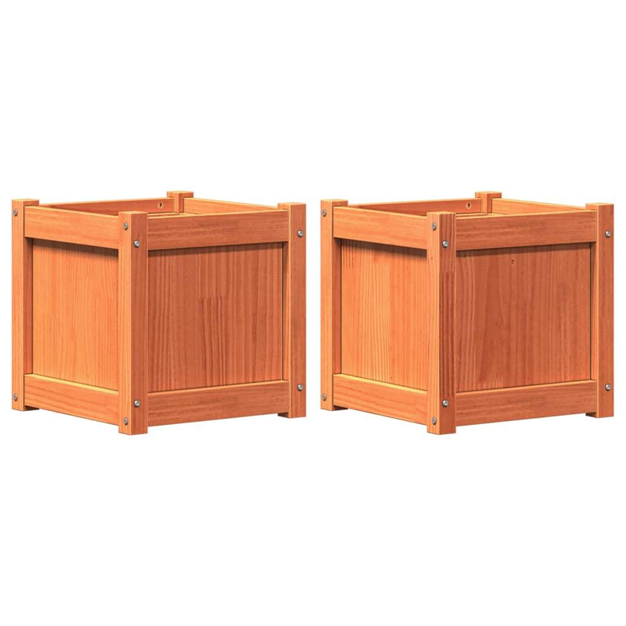 Voir la diapositive 2 : VIDAXL Jardinieres 2 pcs cire marron bois de pin massif