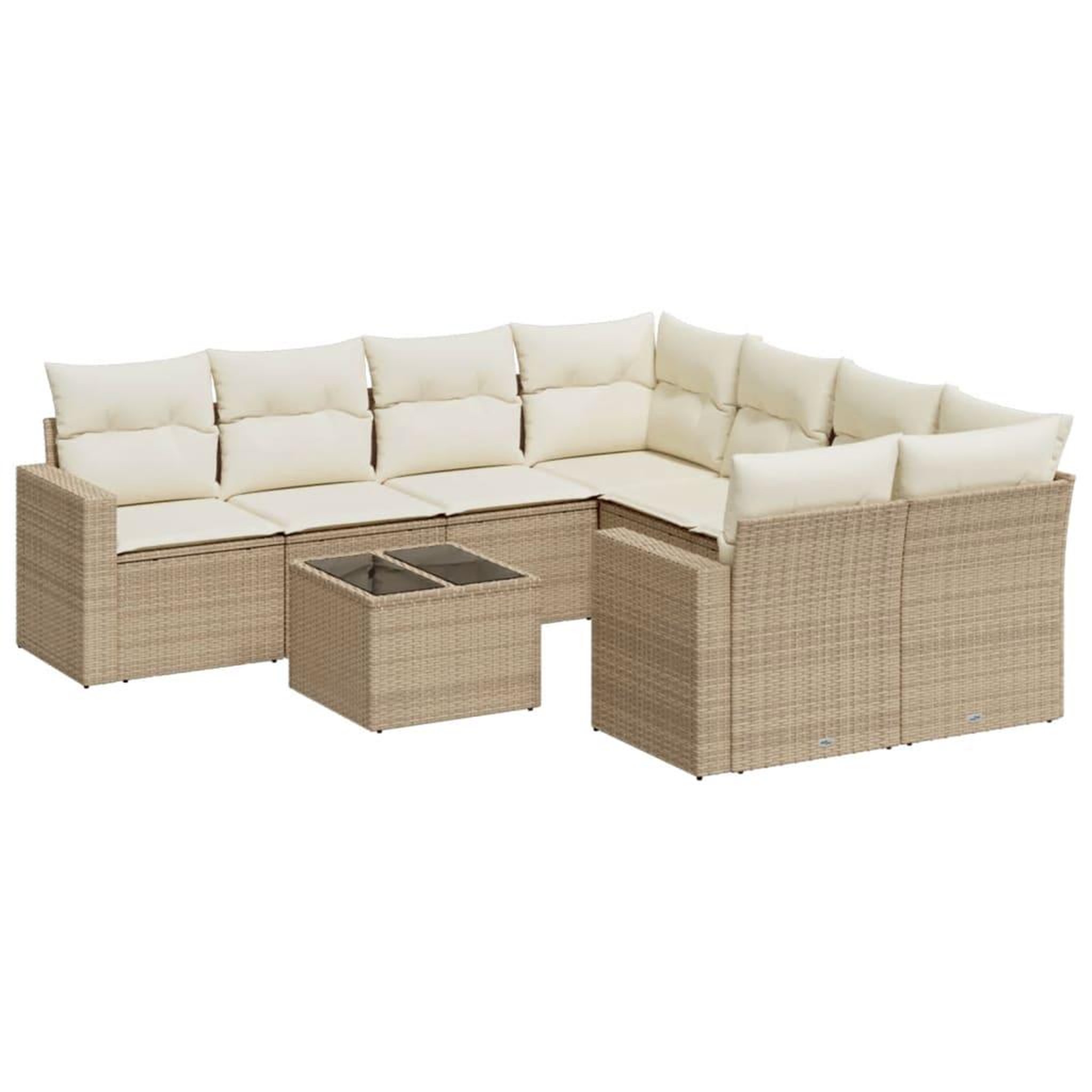 Voir la diapositive 2 : VIDAXL Salon de jardin avec coussins 9 pcs beige resine tressee