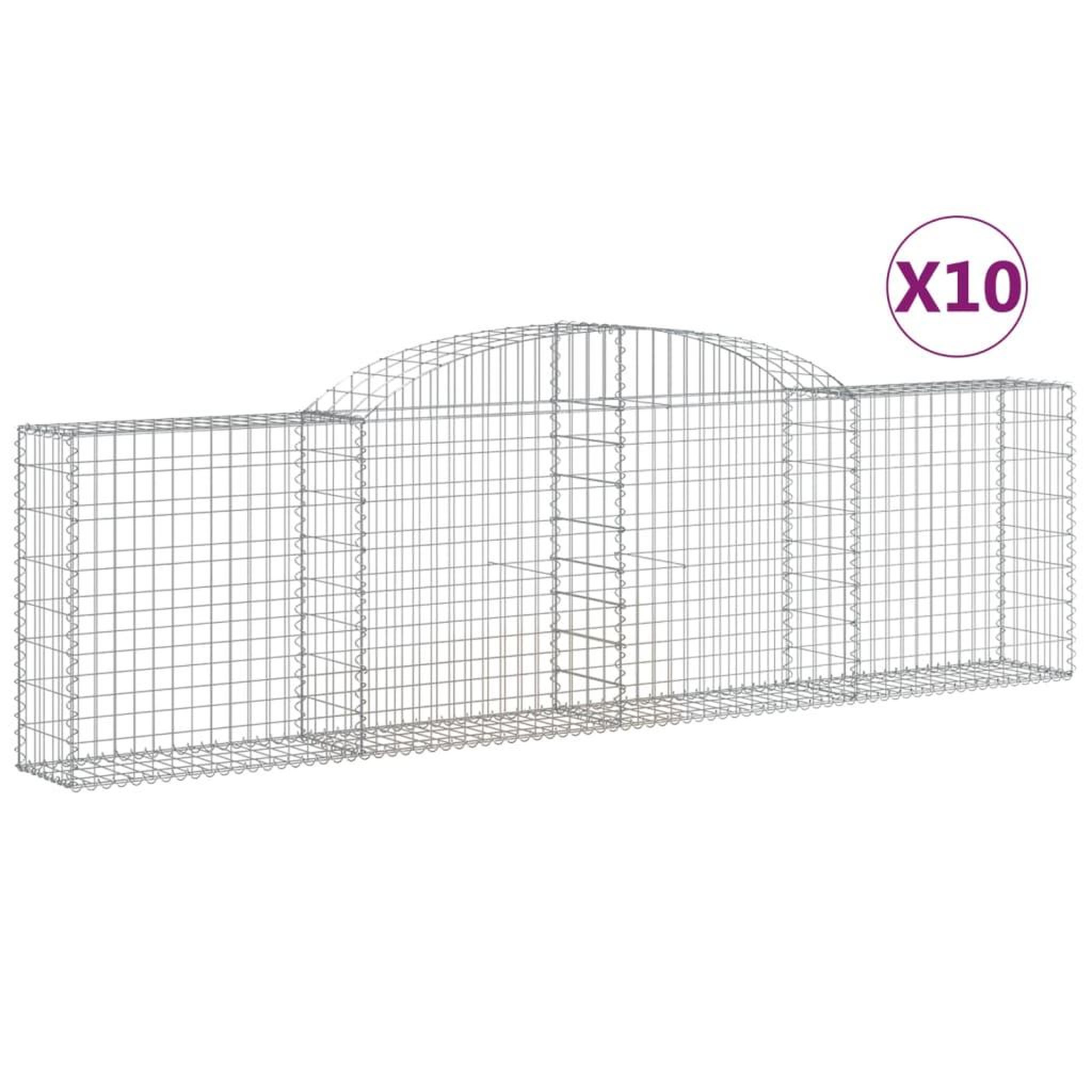Voir la diapositive 2 : VIDAXL Paniers a gabions arques 10 pcs 300x30x80/100 cm fer galvanise