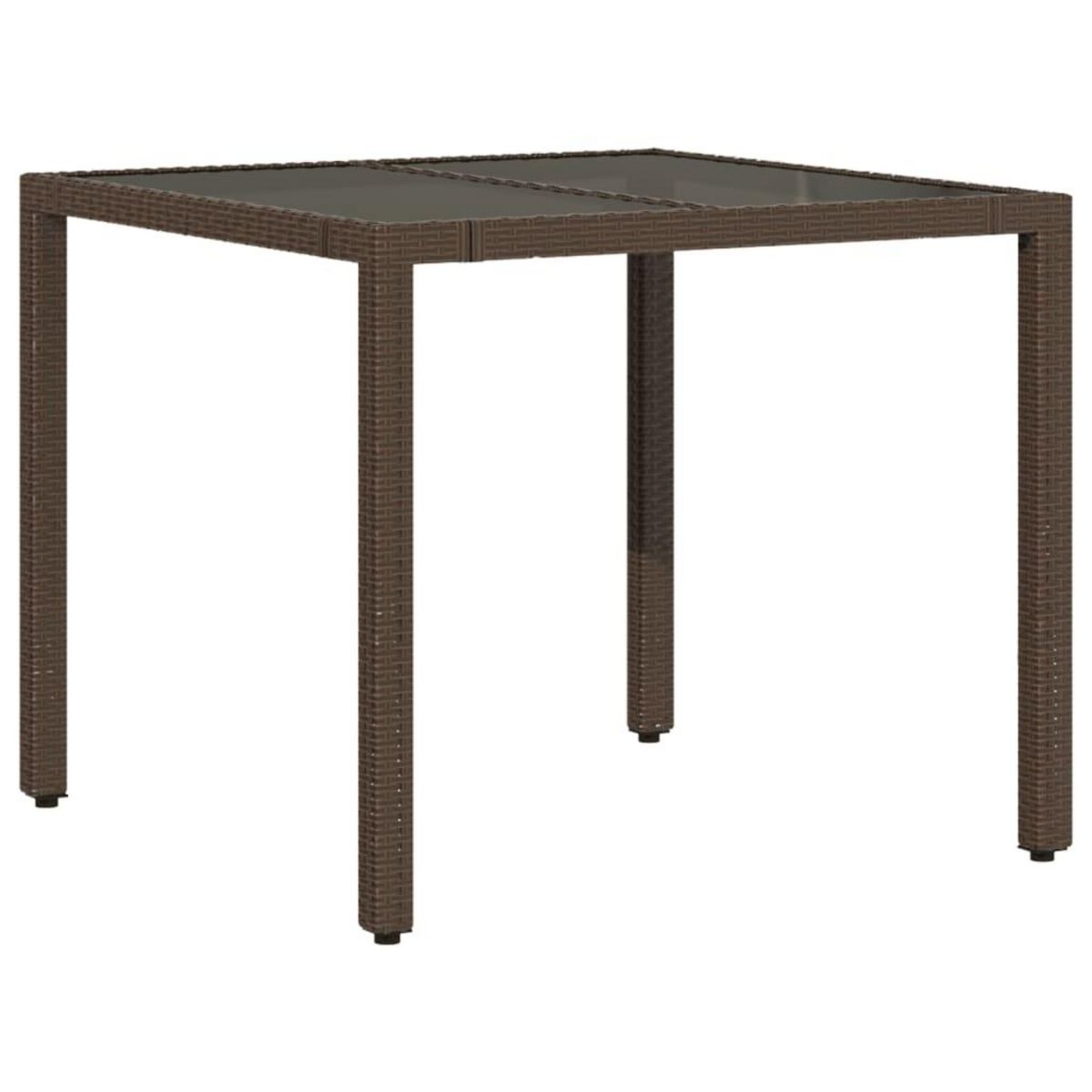 VIDAXL Table de jardin avec dessus en verre marron resine tressee