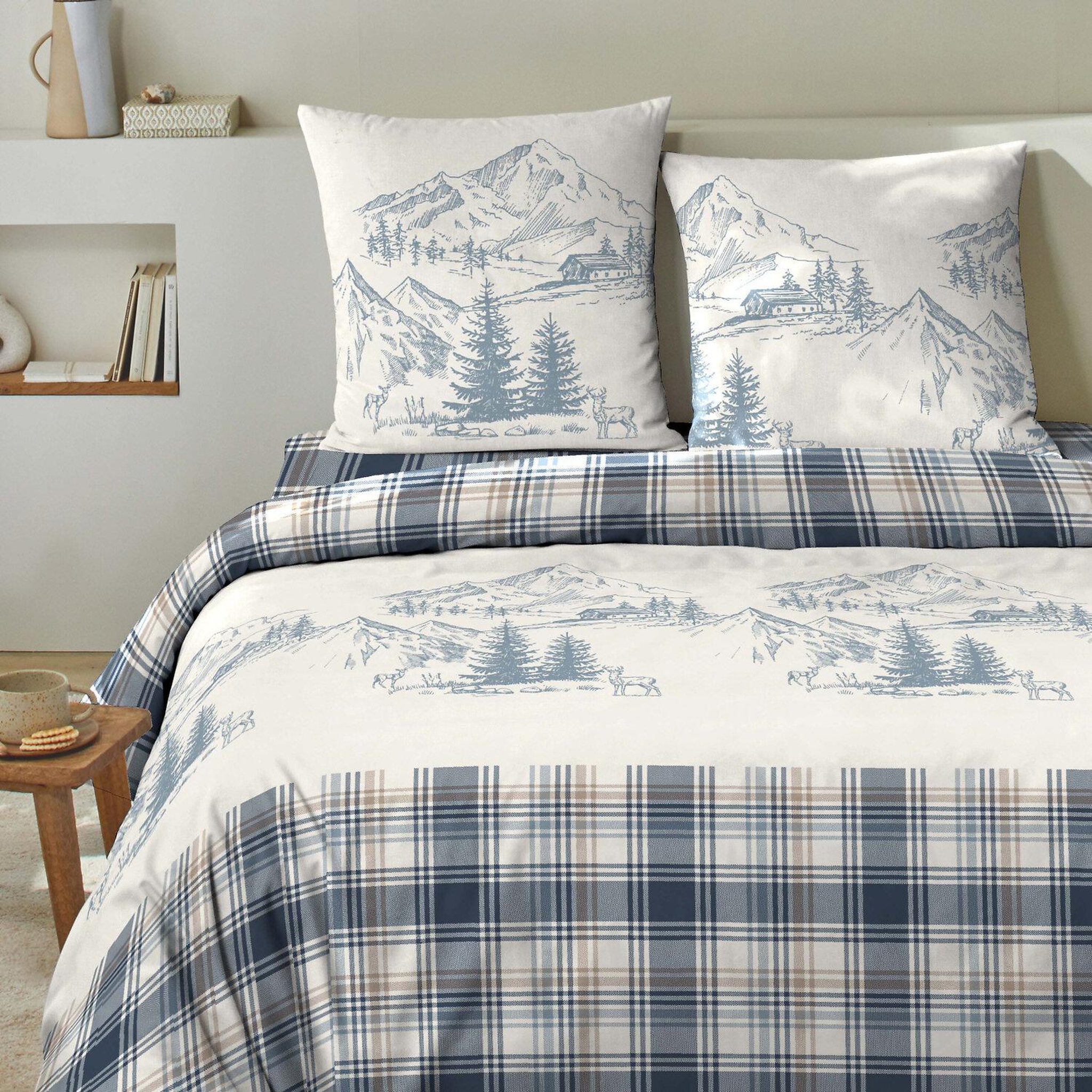 Voir la diapositive 2 : Home collection Parure housse de couette 100% flanelle de coton monty