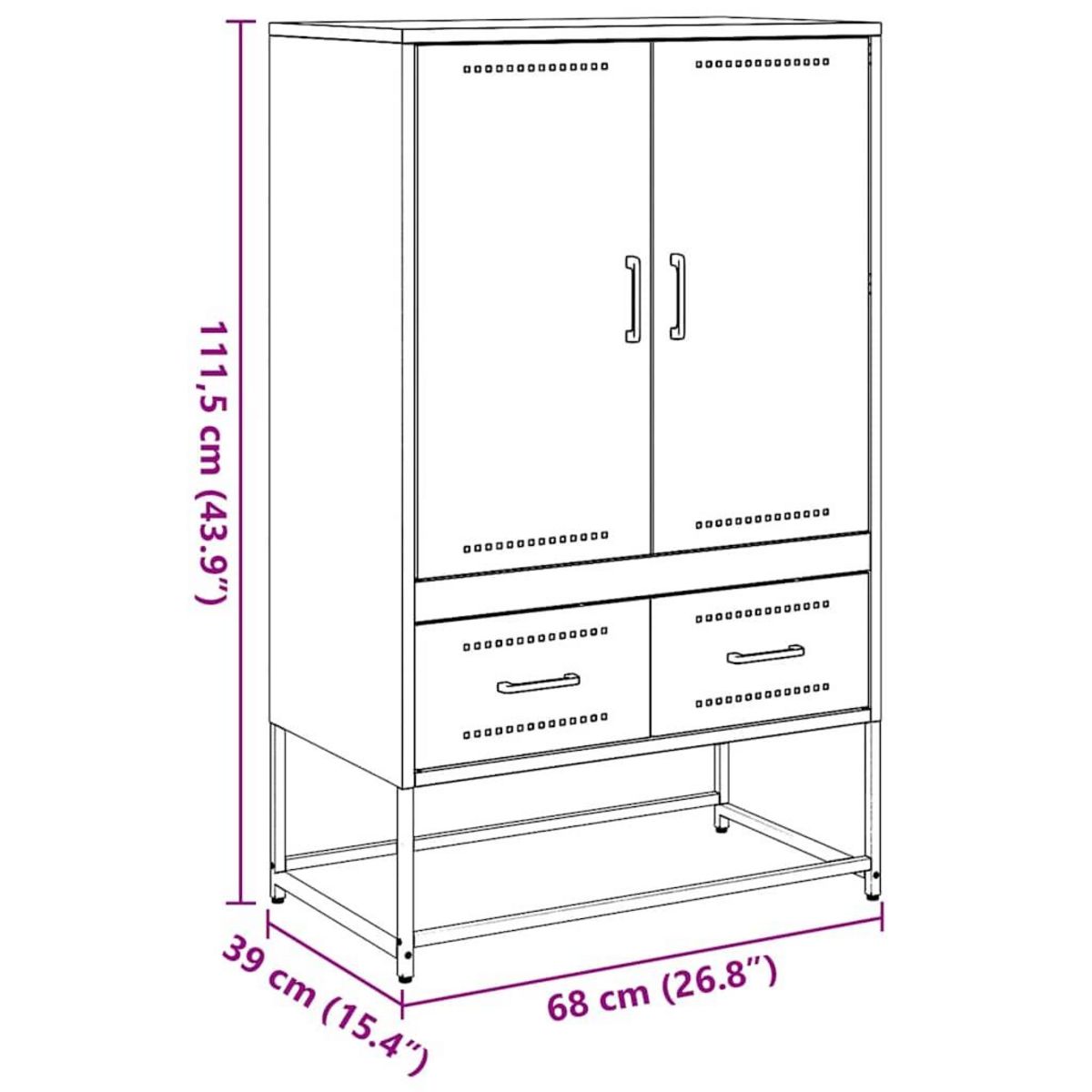 VIDAXL Buffet haut jaune moutarde 68x39x111,5 cm acier