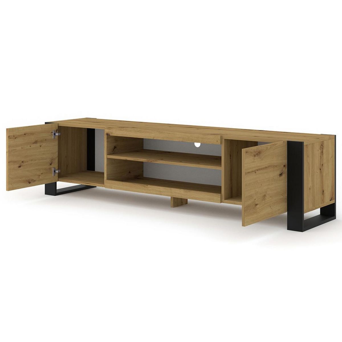 BEST MOBILIER Pedro - meuble tv - 2 portes et 2 niches - 188 cm