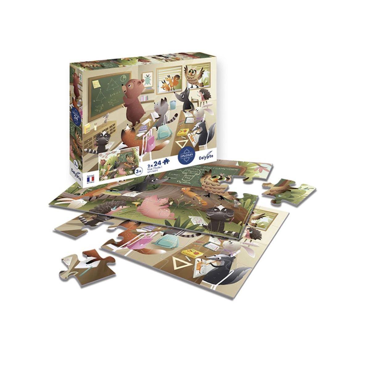 Sentosphere 2 puzzles 24 pieces - Vive l ecole - Calypto -