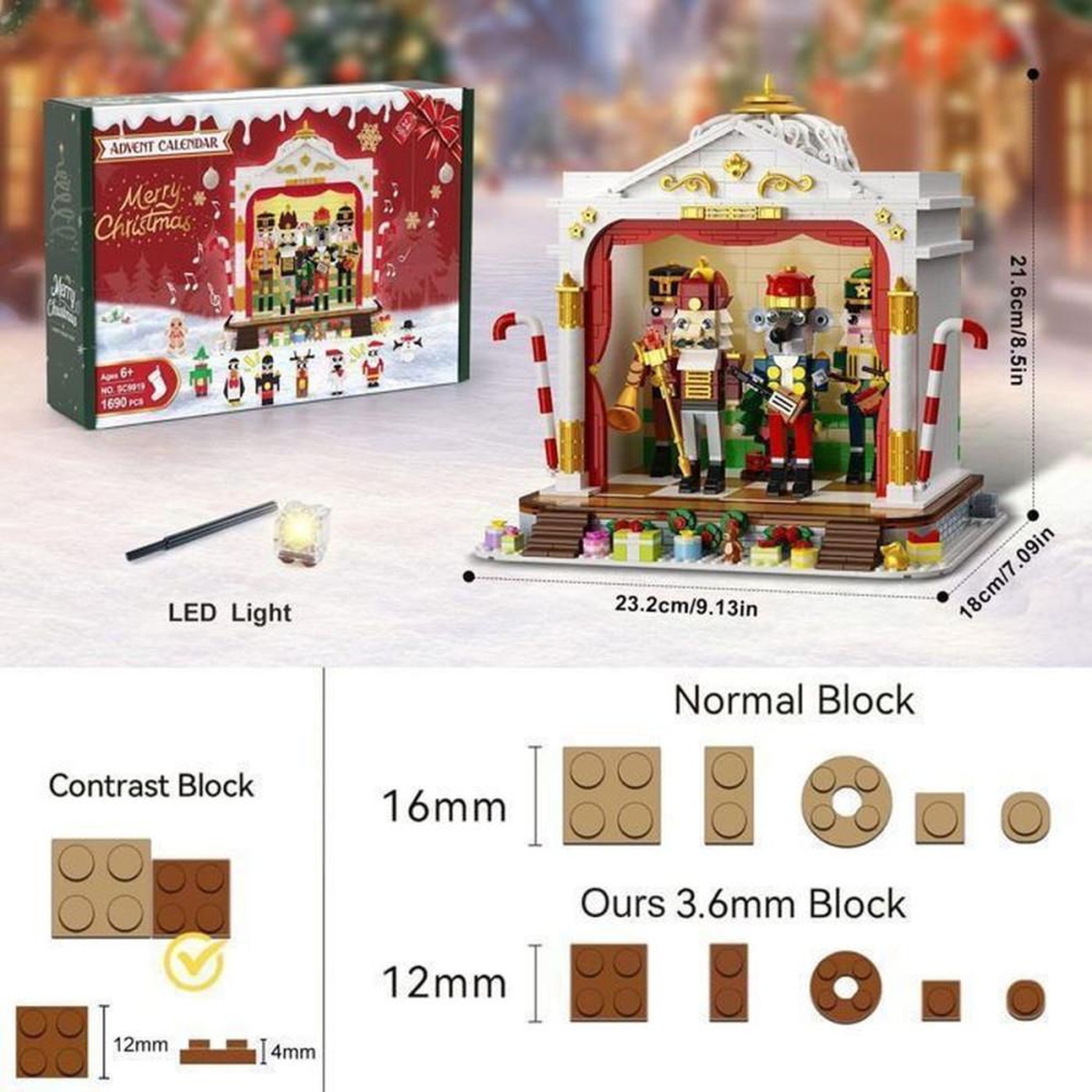 Voir la diapositive 6 : Calendrier de l'Avent kit de construction Théâtre Casse-Noisette avec LED chaleureuses, 24 jours, 1 690 mini briques et figurines