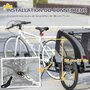 Voir la diapositive 5 : PAWHUT Remorque vélo pour chien 20 Kg pliable barre attelage fixation réflecteurs drapeau noir