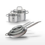 ELO Lot 3 Poêles 24/28/32cm et 2 Faitouts 16/20cm Elo Relief Solution