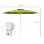 OUTSUNNY Parasol de jardin octogonal réglable Ø 292 x 242H cm métal polyester haute densité 180 g/m² vert