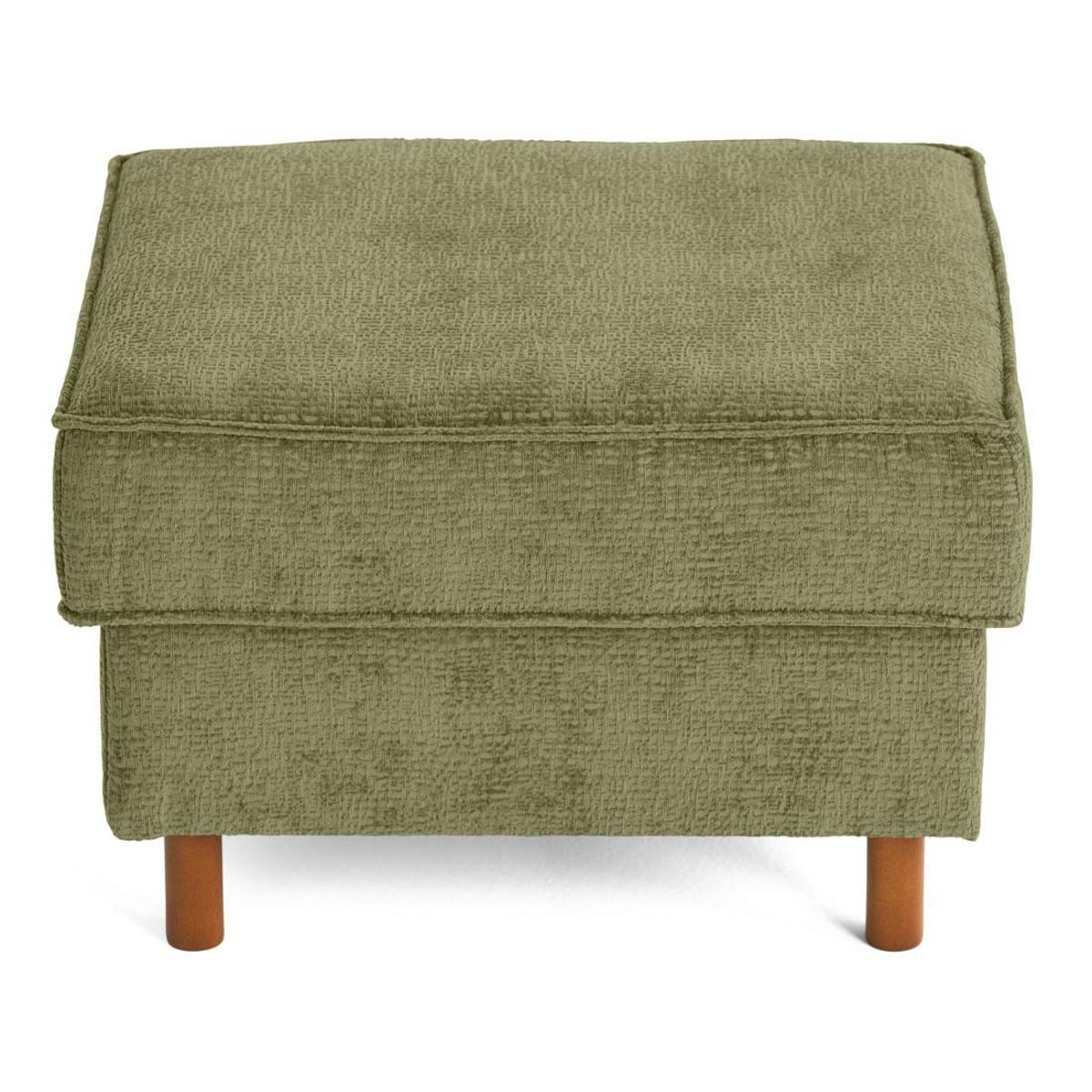 LISA DESIGN Jake - pouf en tissu velours relief - pieds en bois foncé