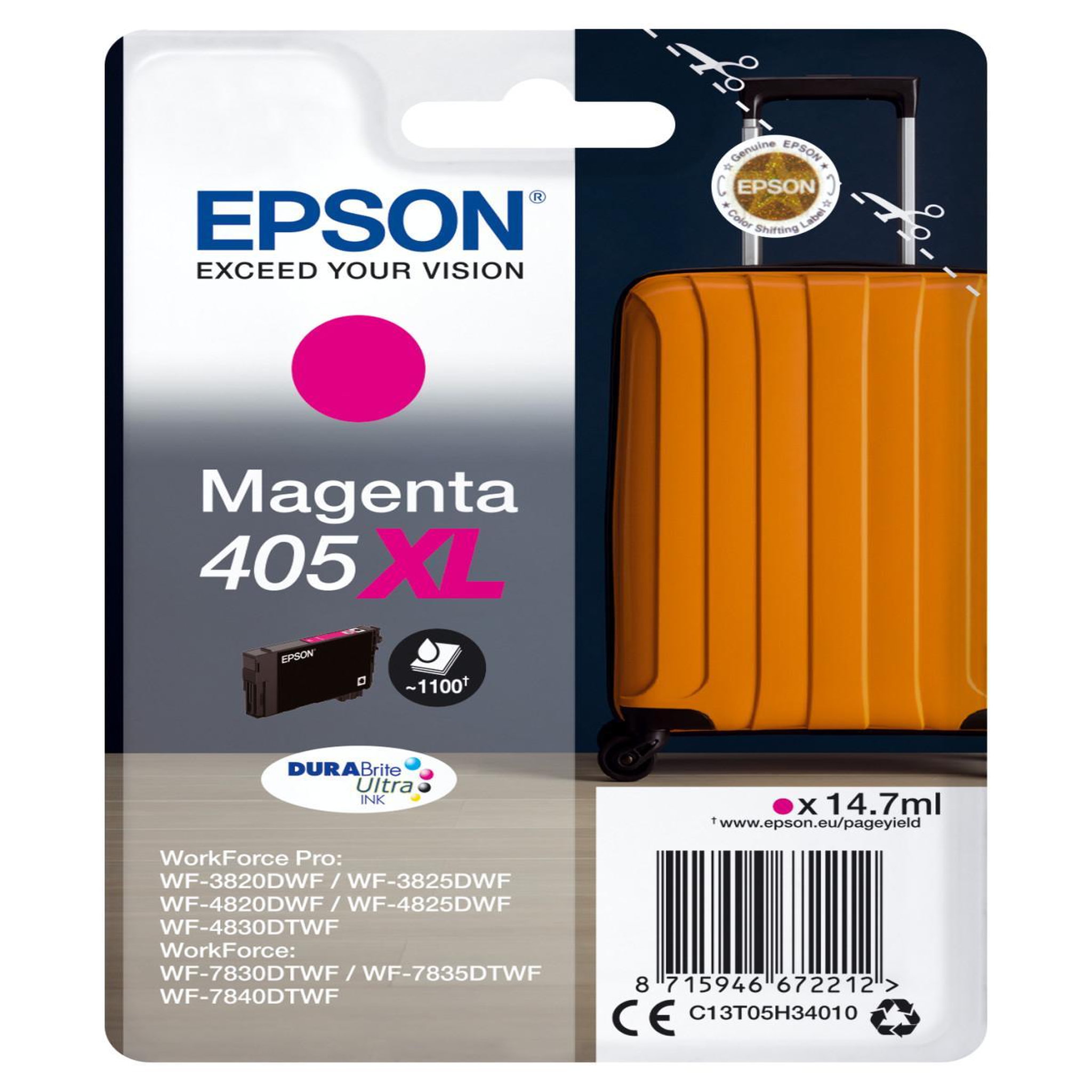 Voir la diapositive 2 : Epson Cartouche d'encre Originale 405 XL Haute Capacité Magenta - C13T05B34010