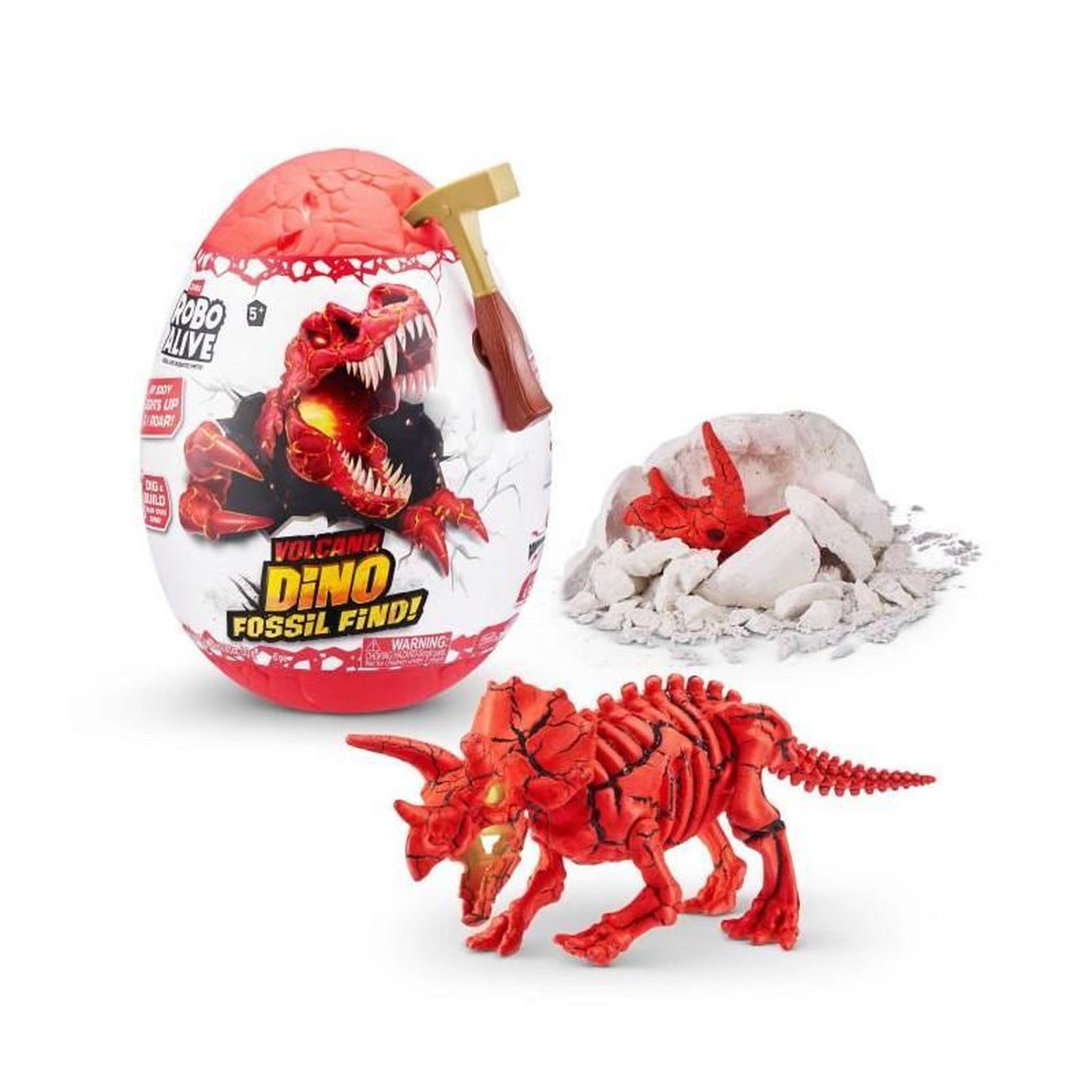 Voir la diapositive 3 : ZURU Jeu de fouille - ZURU - ROBO ALIVE Volcano Fossil Find S2 - Fossiles de dinosaures - Sons et lumieres - Roche et sable