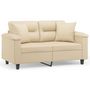 Voir la diapositive 2 : VIDAXL Canape 2 places avec oreillers creme 120 cm tissu microfibre