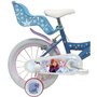 Voir la diapositive 2 : Disney La Reine des Neiges Vélo enfant 14'' - Modèle Reine des neiges  pour enfant de taille 95 à 110 cm  avec stabilisateurs - Panier avant - Porte poupée arrière - 2 freins & pneus gonflables