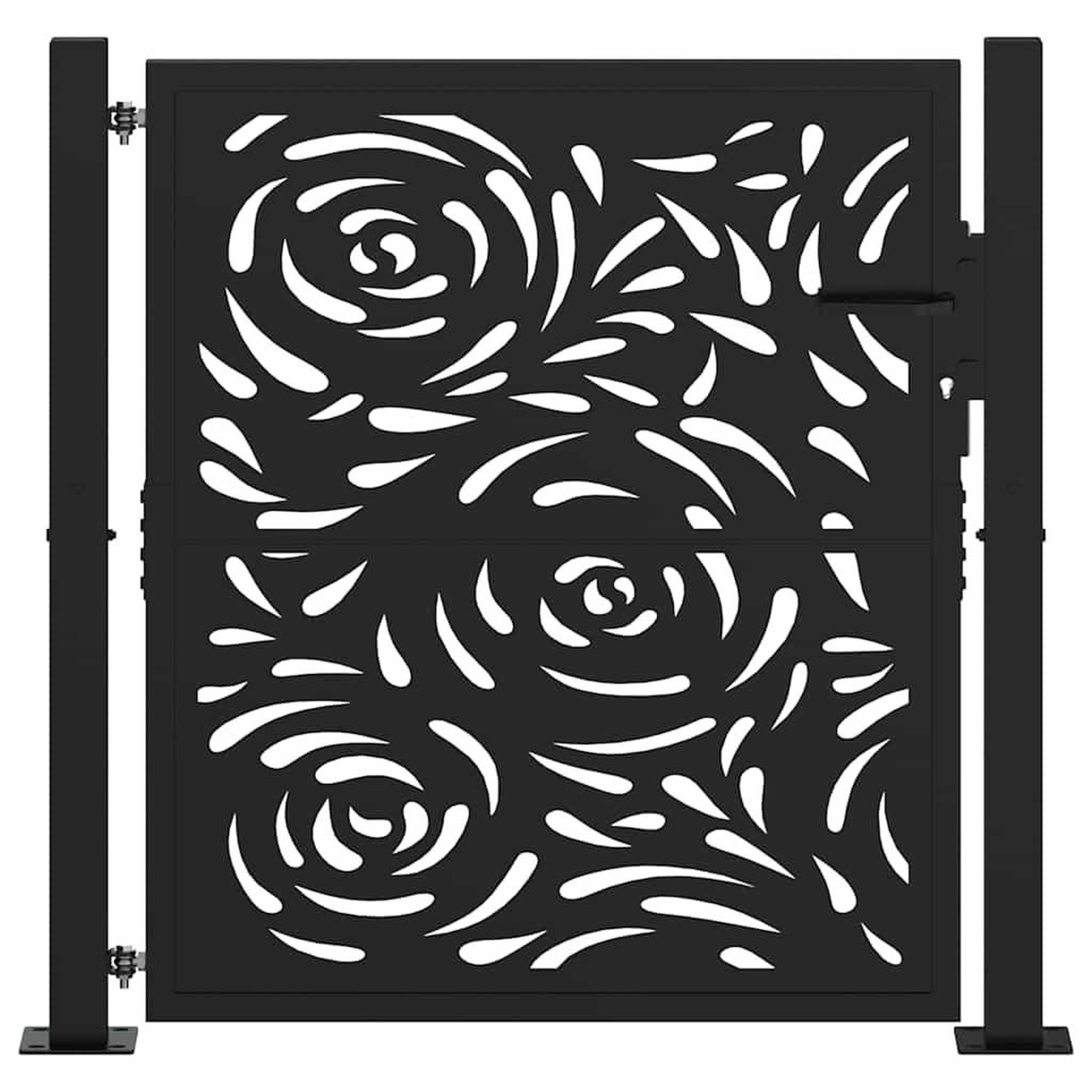 Voir la diapositive 3 : VIDAXL Portail de jardin noir 105x106 cm acier conception de flamme