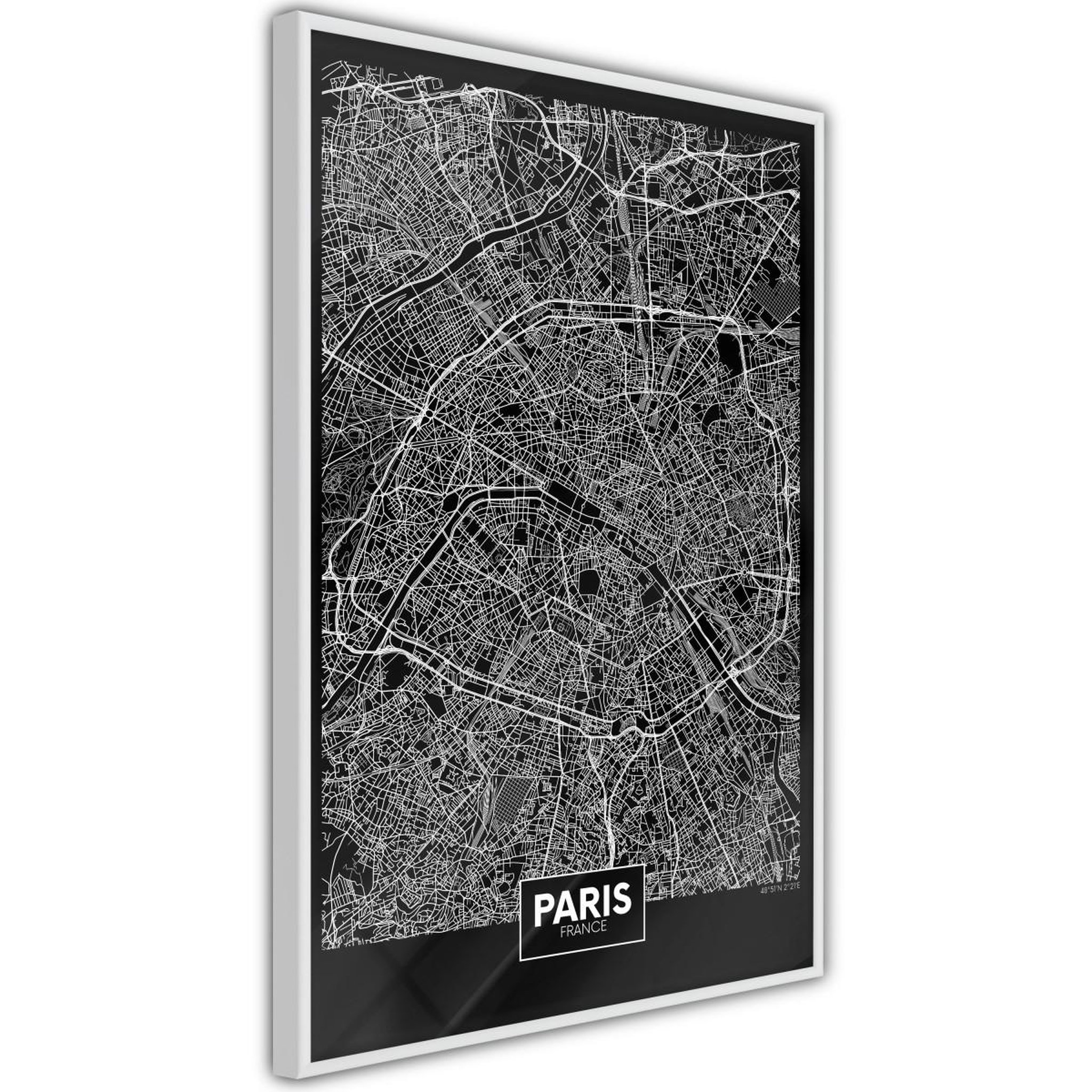 Paris Prix Affiche murale encadrée  city map paris dark