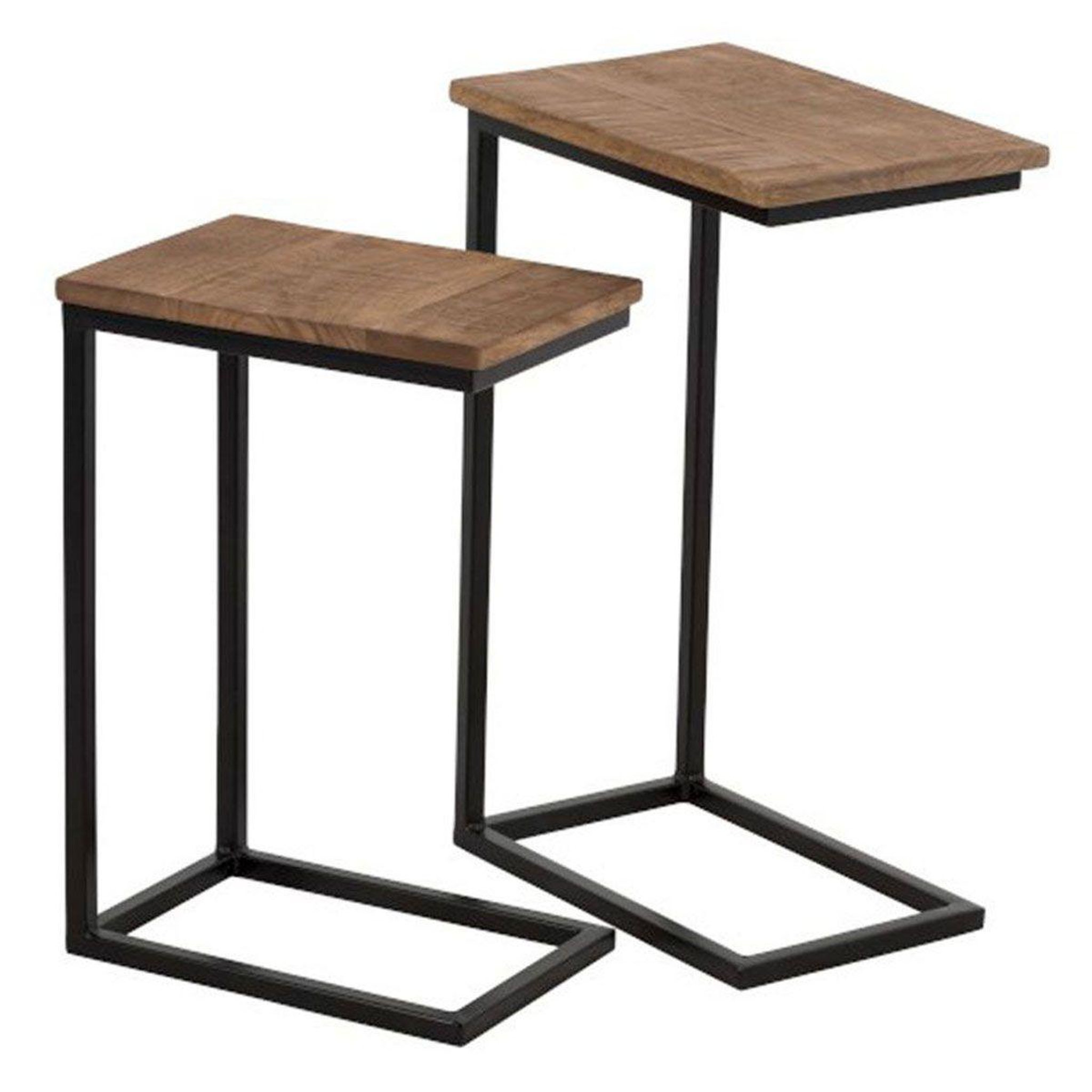 J-LINE Lot de 2 Table d'Appoint Déco  Gigogne  64cm Naturel