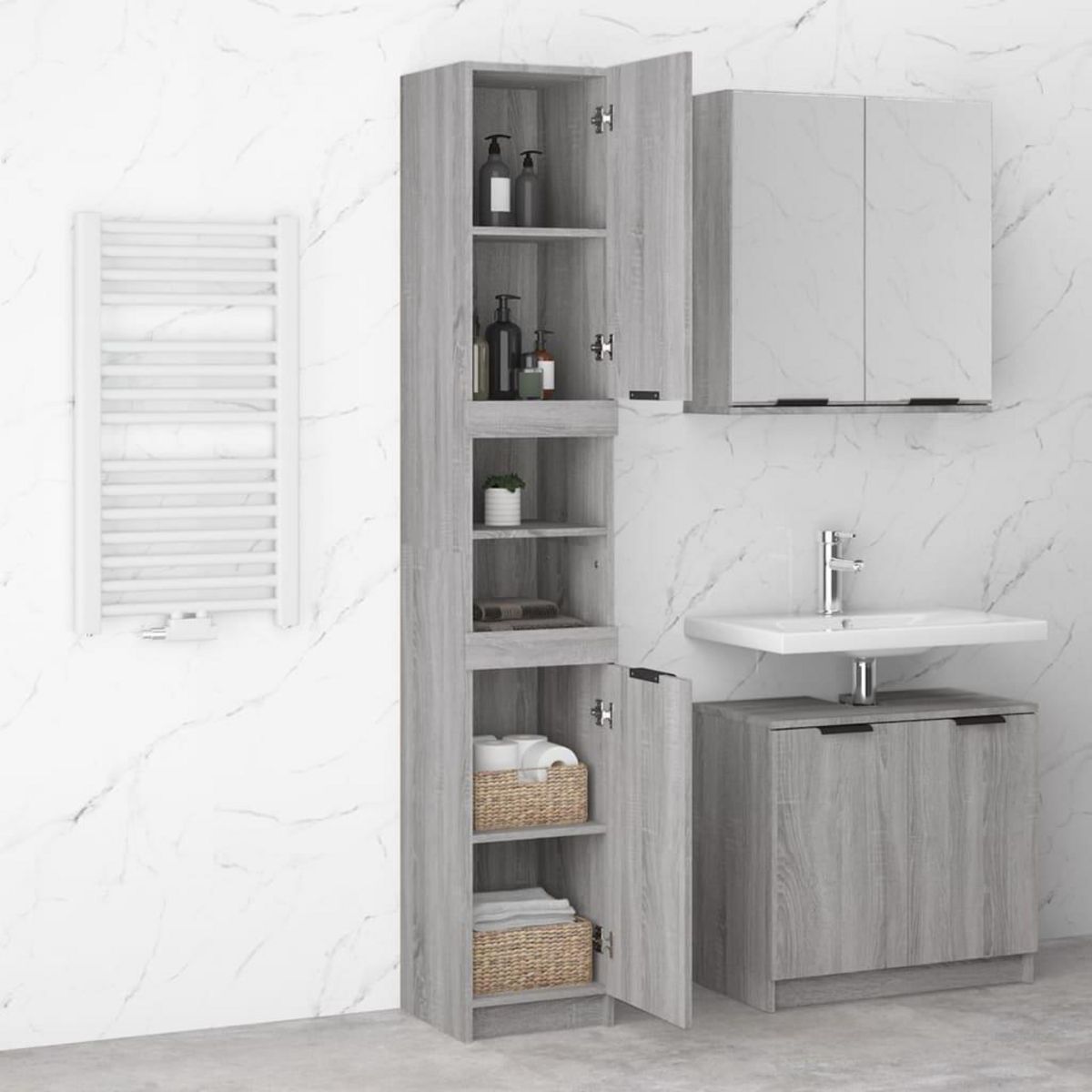 VIDAXL Armoire de bain Sonoma gris 32x34x188,5 cm Bois d'ingenierie
