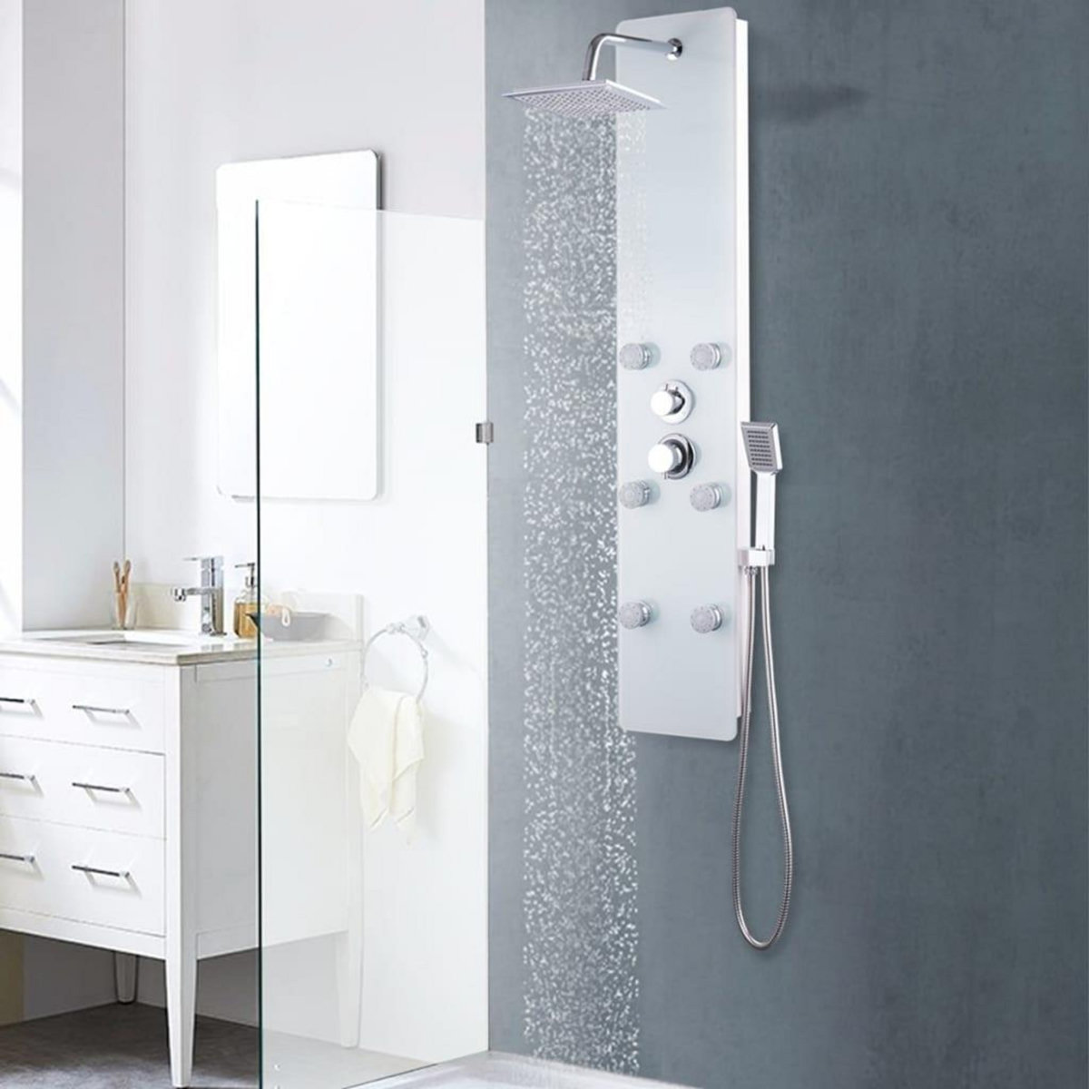 VIDAXL Panneau de douche Verre 25 x 44,6 x 130 cm Blanc