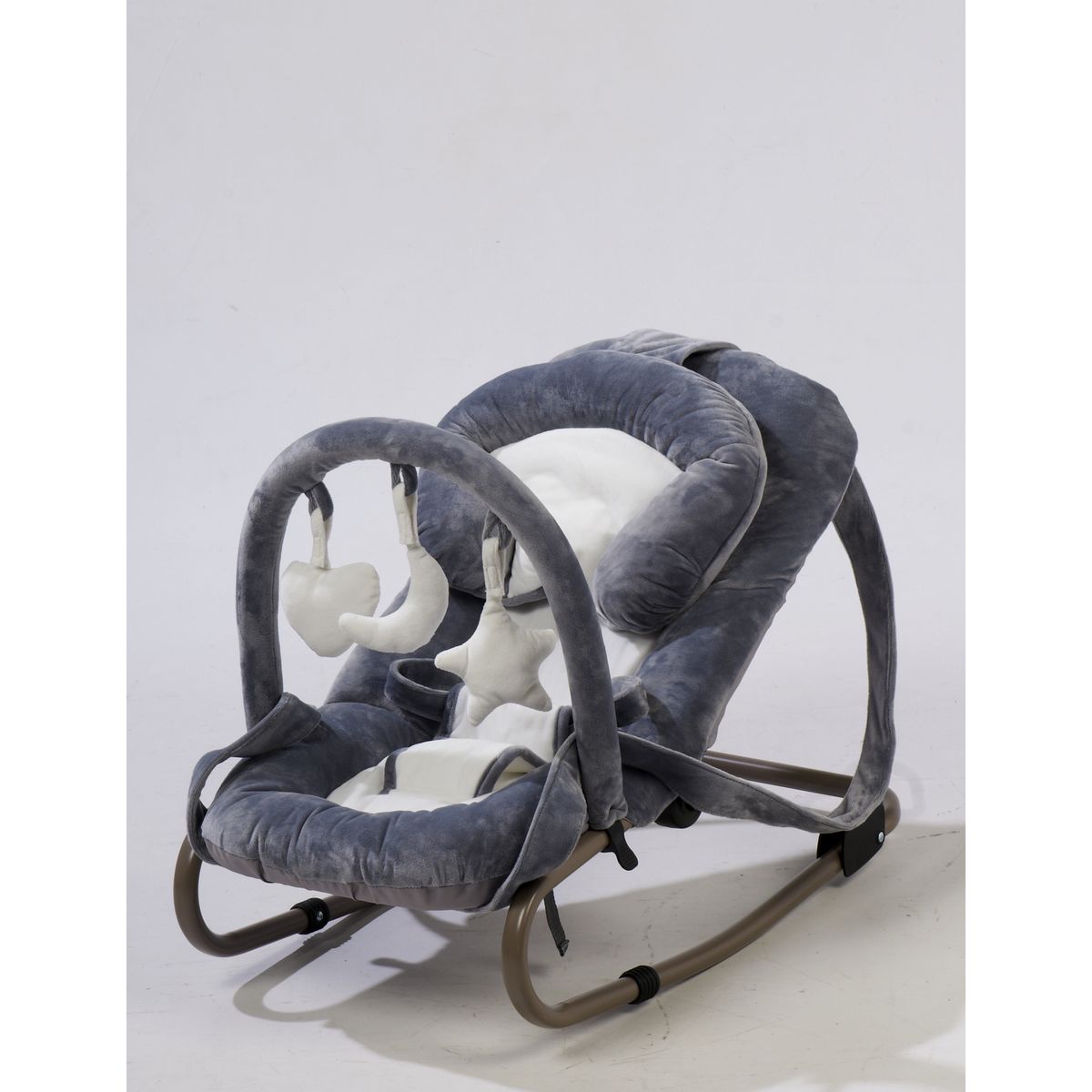 COMPTINE Transat velours Babyrocker - Gris