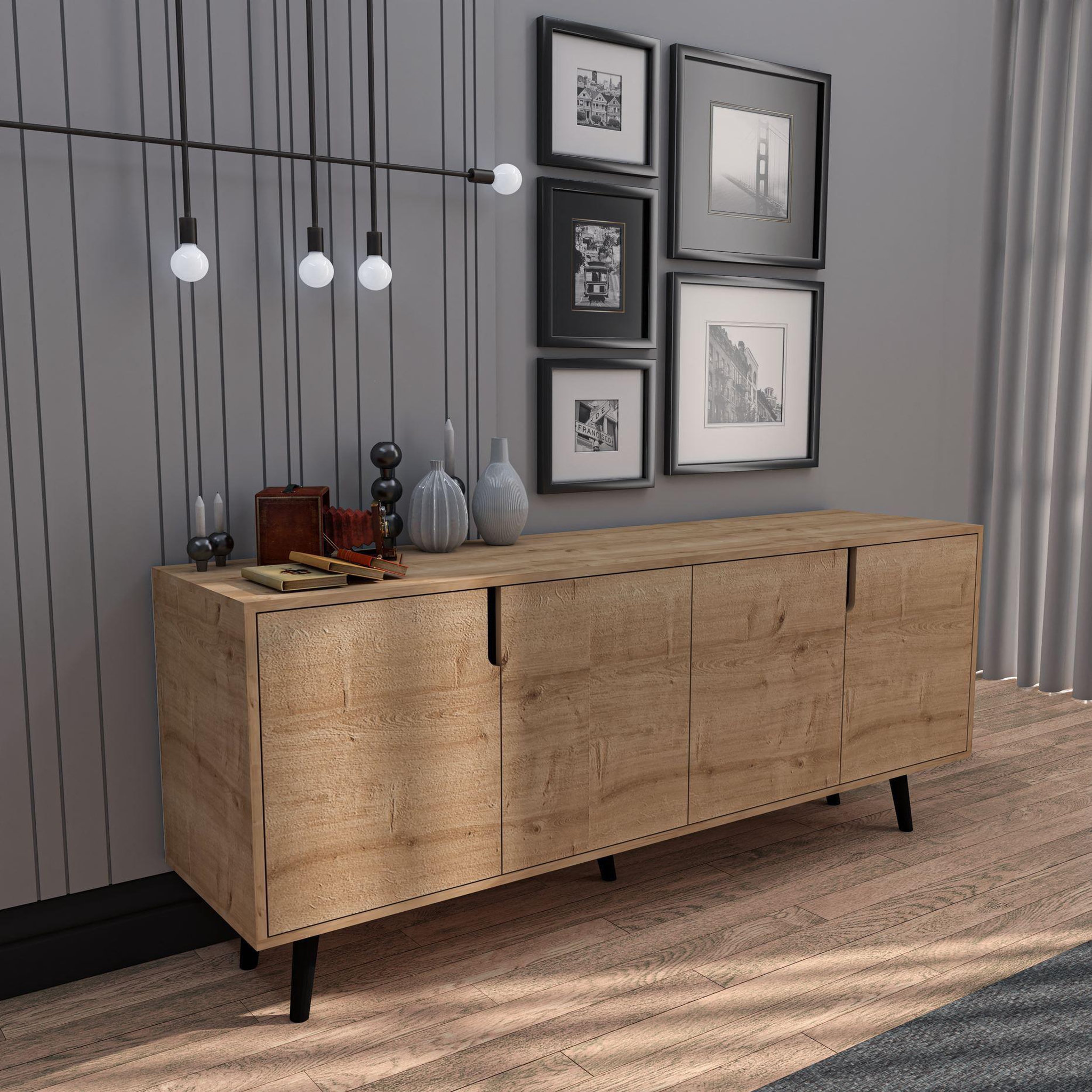 Voir la diapositive 3 : Habitat et Jardin Buffet en bois  latina  - 180 x 45 x 80 cm - marron clair