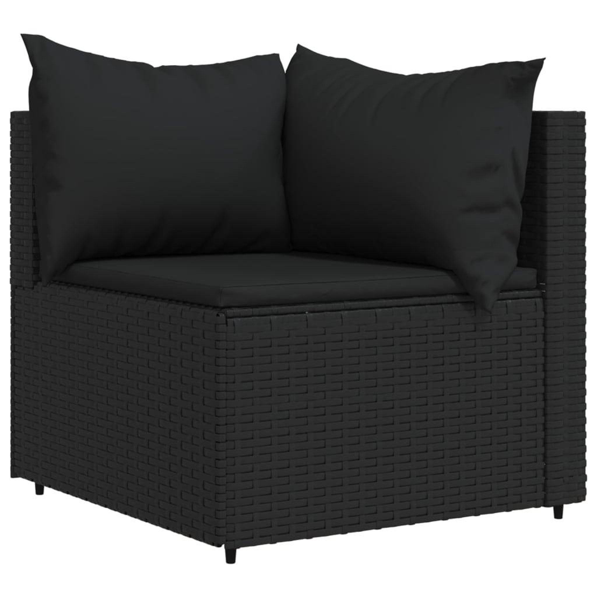 Voir la diapositive 4 : VIDAXL Salon de jardin 3 pcs avec coussins Noir Resine tressee